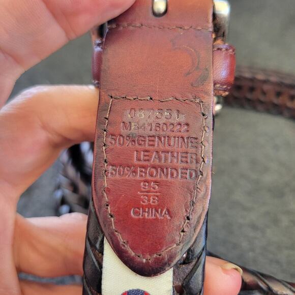 Fossil Leather Belt 38 Braided Brown MB4160222 Dress & Casual - Picture 5 of 9